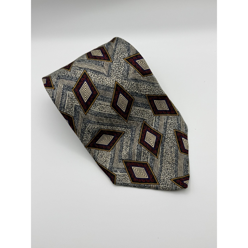 Robert Talbott Silk Tie 3.75" Geometric Diamond Chevron Vintage 90s Nordstrom